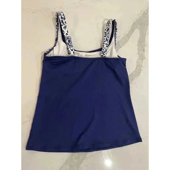 Women’s Lands End Tankini Underwire Blue Floral Swim Top Size 4 - Picture 4 of 6